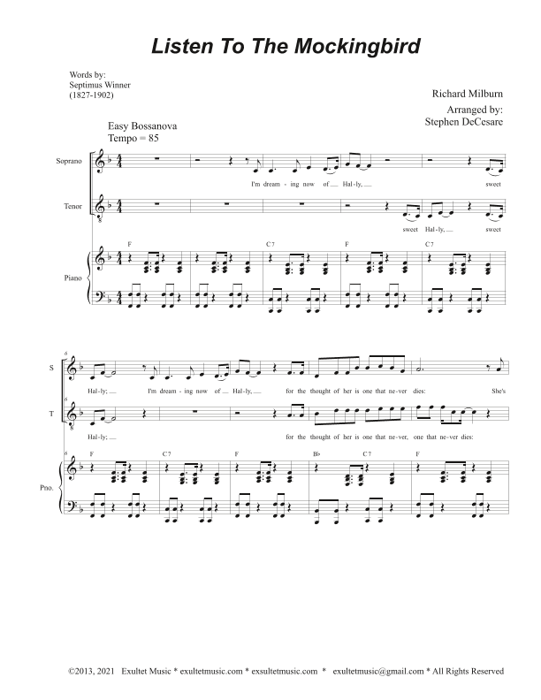 Listen To The Mockingbird (Duet for Soprano and Tenor solo) (arr. Stephen DeCesare)
