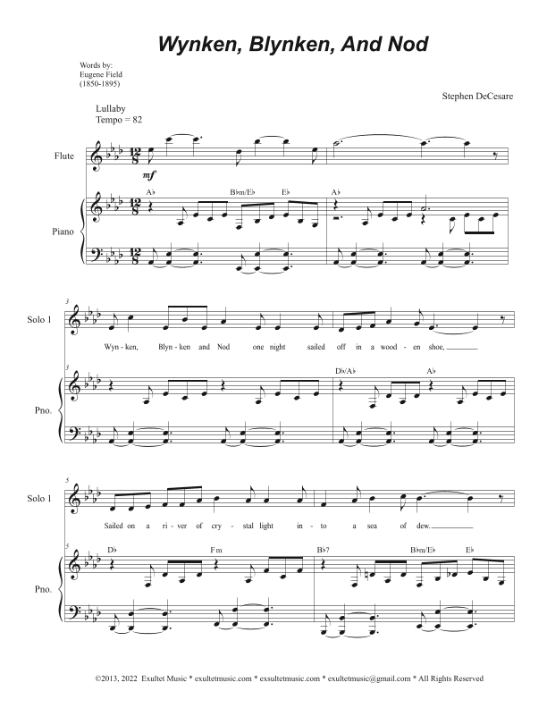 Wynken, Blynken, And Nod (Duet for Children's Voices)