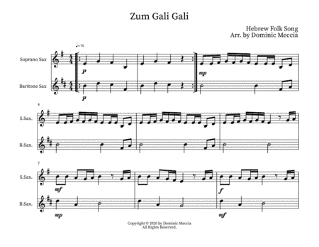 Zum Gali Gali- Soprano Sax and Bari Sax Duet (arr. Dominic Meccia)