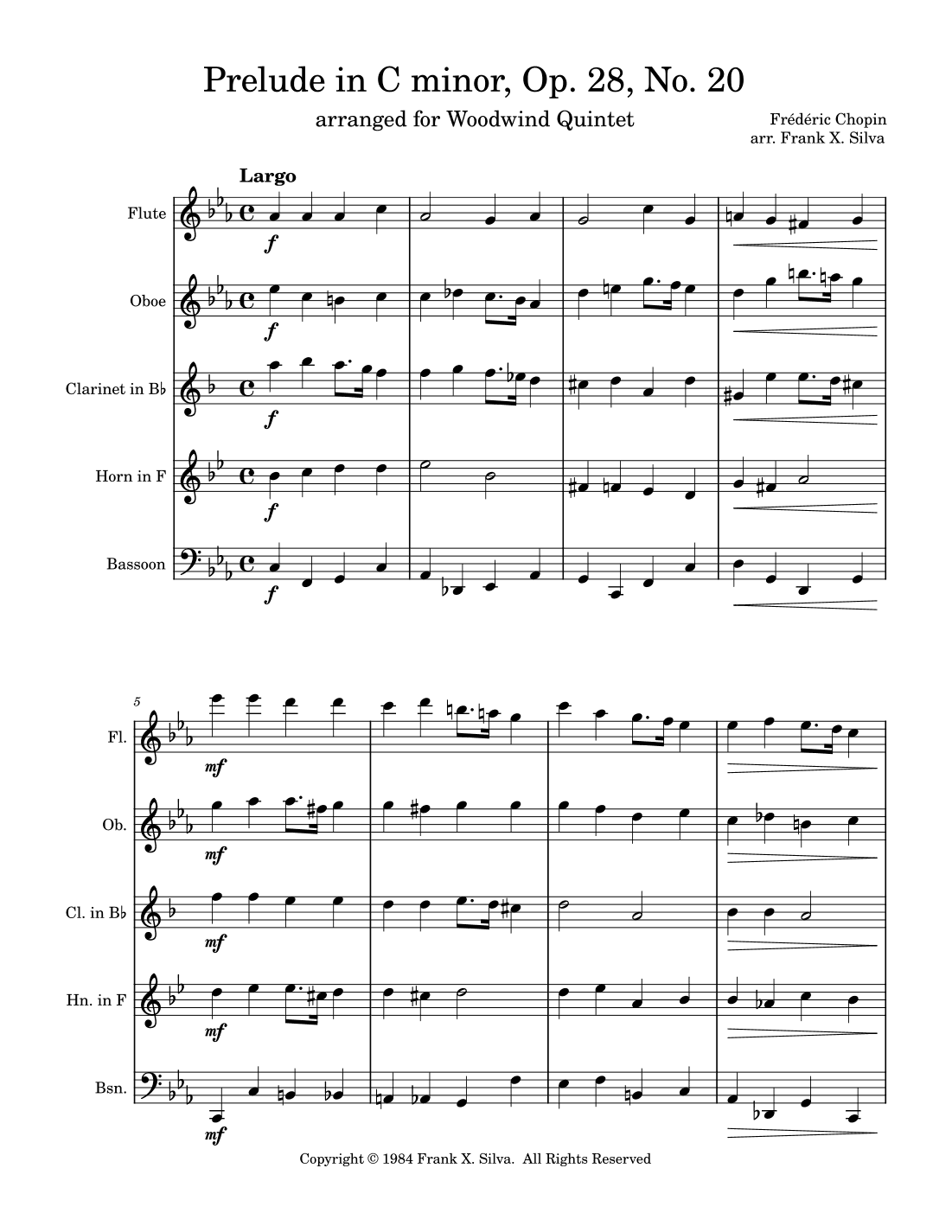 Prelude Op. 28, No. 20 (arr. Frank X. Silva)