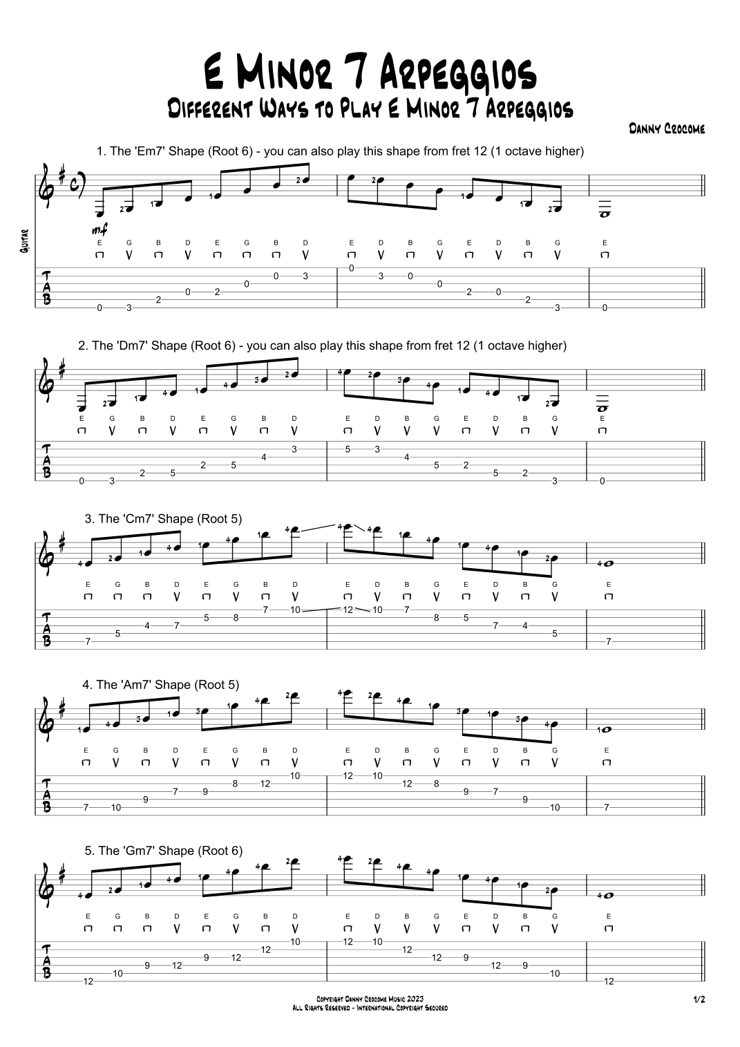 E Minor 7 Arpeggios (5 Ways to Play)