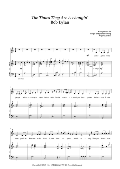 The Times They Are A-changin' (arr. Antje Günther)