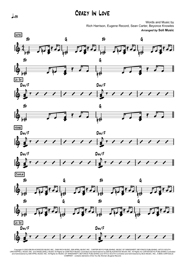 Crazy In Love (arr. Soli Music)