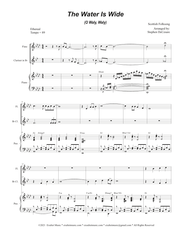 The Water Is Wide (O Waly, Waly) (Duet for Flute and Bb-Clarinet) (arr. Stephen DeCesare)