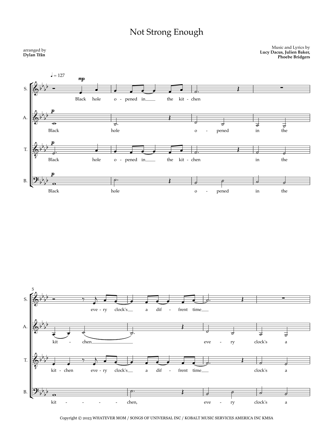 Not Strong Enough (arr. Dylan Tran)