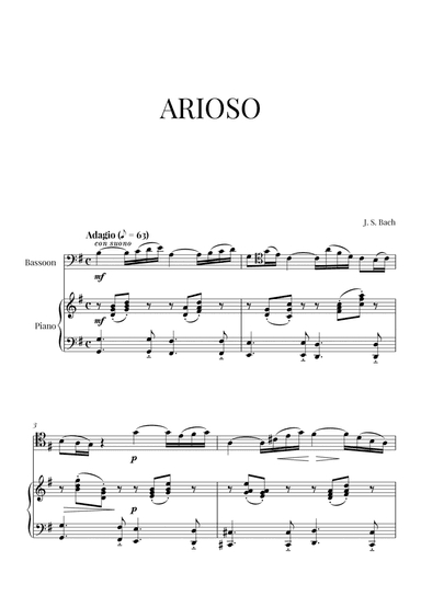 Arioso (from Cantata BWV 156) (for Bassoon and Piano) (arr. Cadenza Editions)