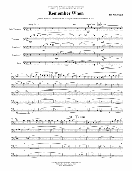 Remember When for Low Brass Ensemble