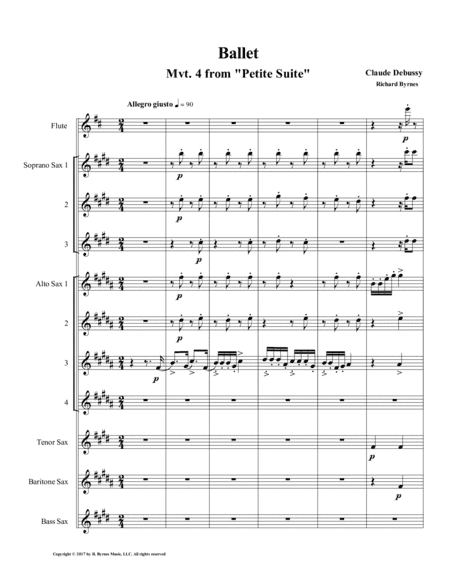 Ballet (Mvt. 4 from Debussy's Petite Suite) for Saxophone Choir + Flute (arr. Richard Byrnes)