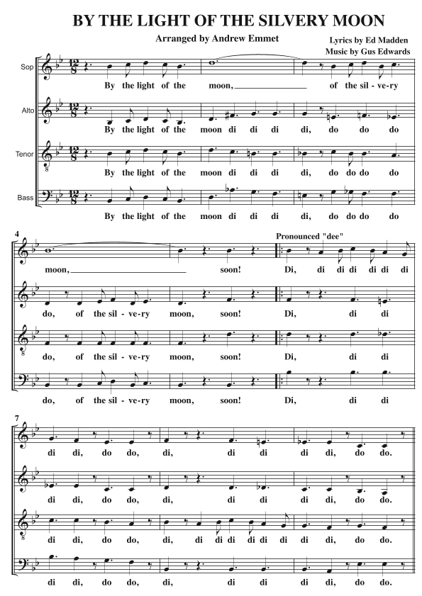 By The Light Of The Silvery Moon A Cappella SATB (arr. Andrew Emmet)