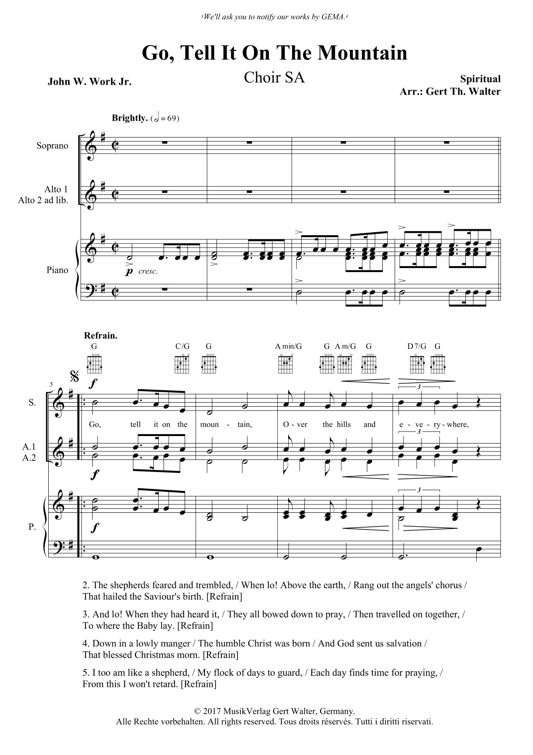Go, Tell It On The Mountain (arr. Gert Th. Walter)