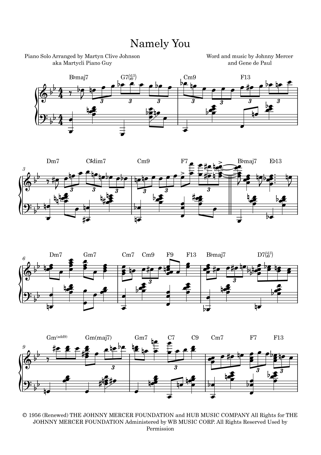 Namely You (arr. Martyn Clive Johnson (aka Martycli Piano Guy))