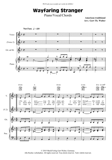 Wayfaring Stranger (arr. Gert Th. Walter)