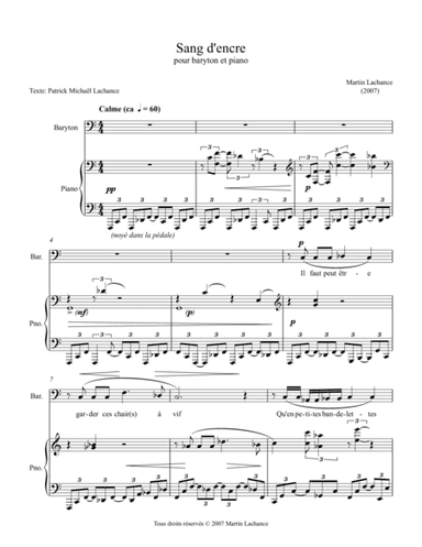 Sang d'encre (for baritone & piano)