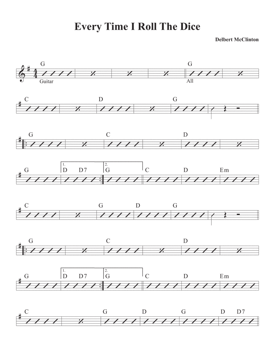 Every Time I Roll The Dice (arr. David M Fagnant)