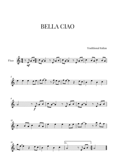Bella Ciao (for Flute) (arr. Cadenza Editions)