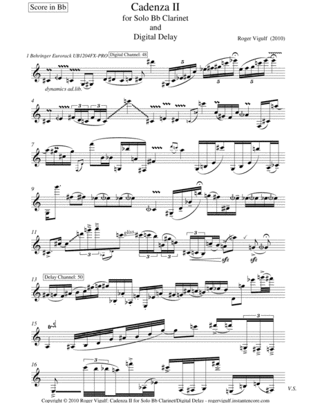 Cadenza II for Solo Clarinet