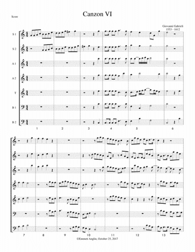 Canzon a 7 by Giovanni Gabrieli for 7 Recorders SSAATBB (arr. Emmett Anglin)
