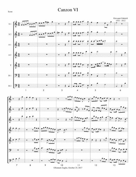 Canzon a 7 by Giovanni Gabrieli for 7 Recorders SSAATBB (arr. Emmett Anglin)