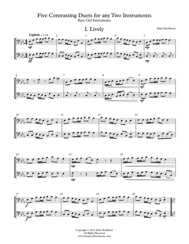 5 Duets For Any Two Band Instruments - Volume 2 - Bass Clef