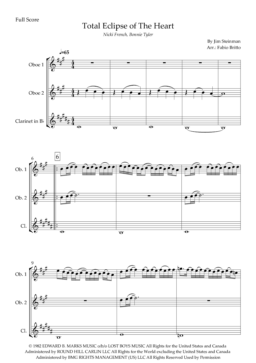 Total Eclipse Of The Heart (arr. Fabio Britto)