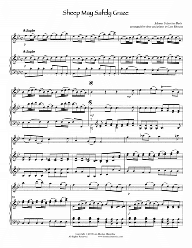 Bach - Sheep May Safely Graze, arranged for Oboe and Piano (arr. Len Rhodes)