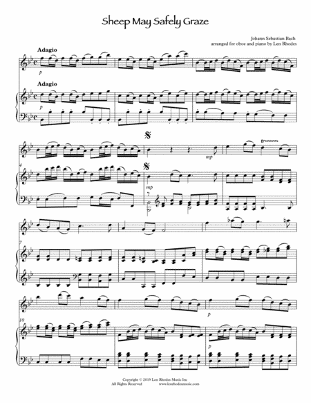 Bach - Sheep May Safely Graze, arranged for Oboe and Piano (arr. Len Rhodes)