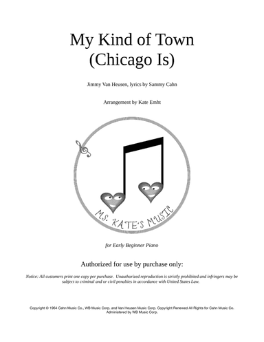 My Kind Of Town (chicago Is) (arr. Kate Emht)