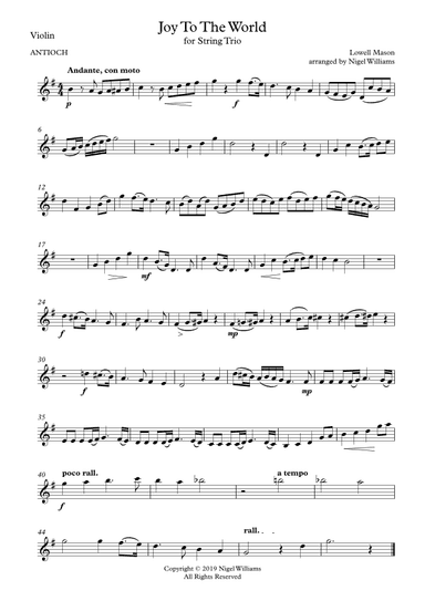 Joy To The World, for String Trio (arr. Nigel Williams)