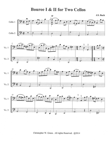 Bouree I and II for Two Cellos (arr. Christopher Green)