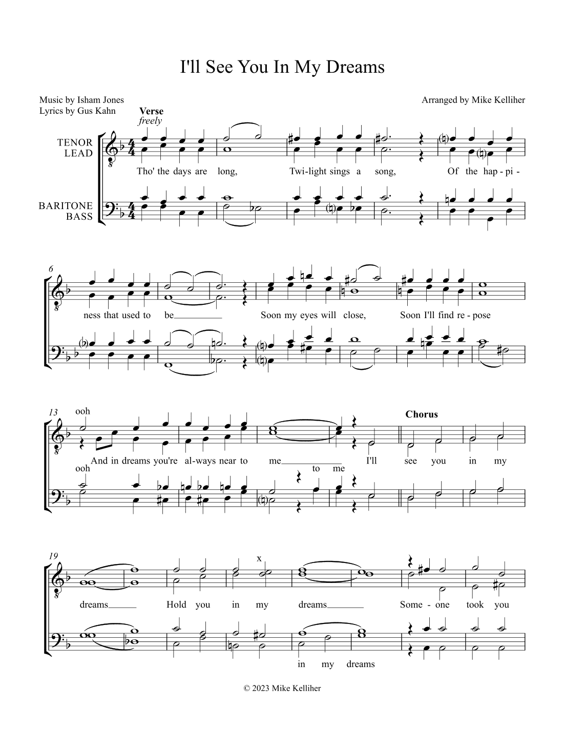 I'll See You In My Dreams (arr. Michael F Kelliher)