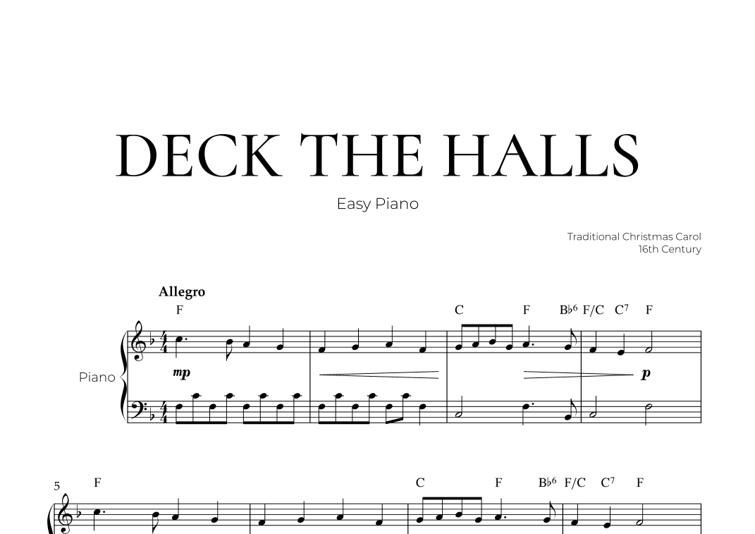 Deck The Halls (Easy Piano) - Christmas Carol (arr. Pedro Merendi)