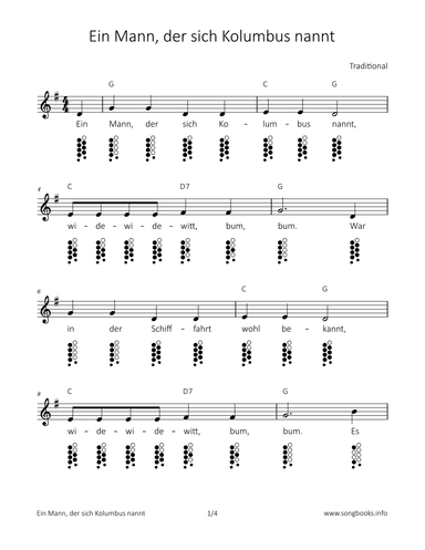 Ein Mann, der sich Kolumbus nannt (arr. songbooks.info)