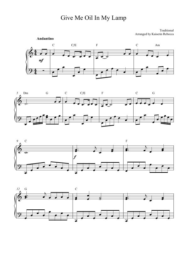 Give me oil in my lamp (arr. Kaiserin Rebecca)