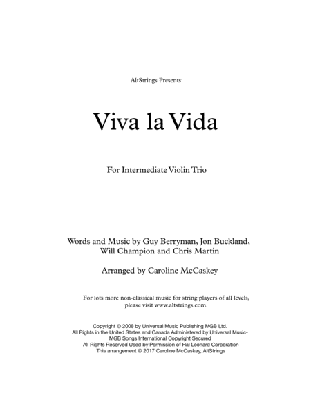 Viva La Vida (arr. Caroline McCaskey)