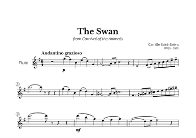 The Swan for Intermediate Flute (arr. Marcos Soares)