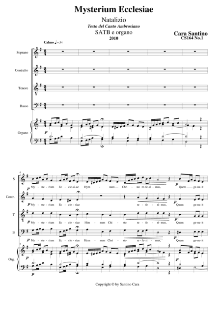 Mysterium Ecclesiae - Choir SATB and organ