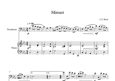Minuet (In D Minor) - Johann Sebastian Bach (Trombone + Piano) (arr. Digital Book Music)