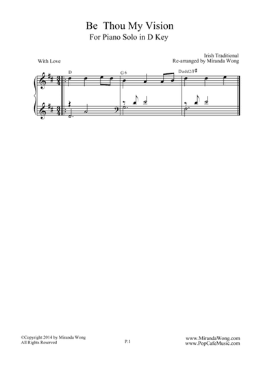Be Thou My Vision - Piano Solo in D Key (Romantic Version) (arr. Miranda Wong)