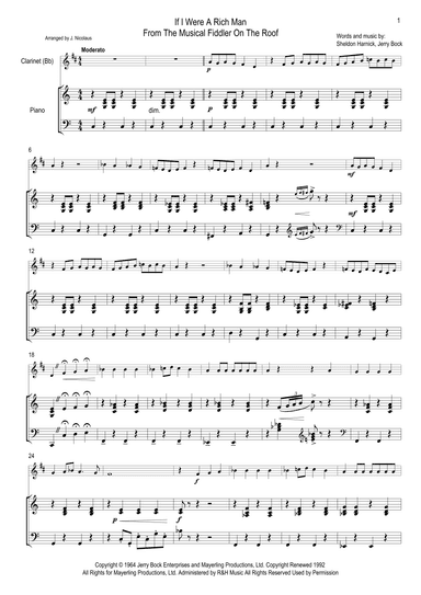If I Were A Rich Man (arr. John Nicolaus)