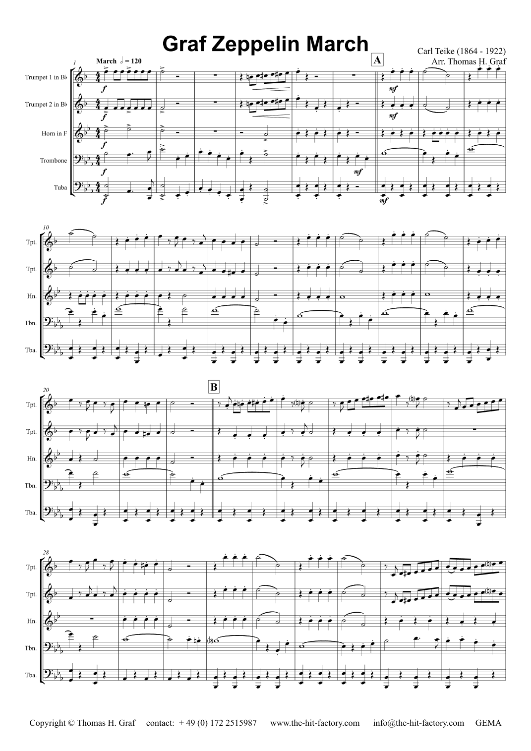 Graf Zeppelin Marsch - The Conqueror - Brass Quintet - Eb (arr. Thomas H. Graf)