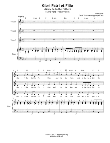Gloria Patri et Filio (SSA/3-Part Treble Voices) (arr. Carol Troutman Wiggins [ASCAP])