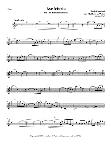 Ave Maria for Two Solo Instruments - Flute (arr. Matthew C. Weiss)