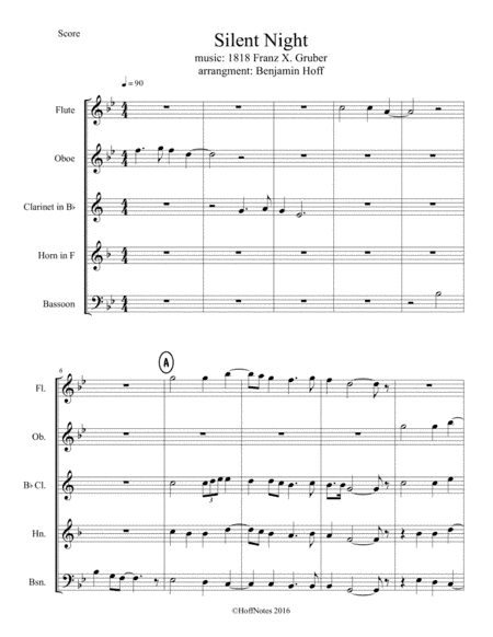 Silent Night for Wind Quintet (arr. Benjamin Hoff)
