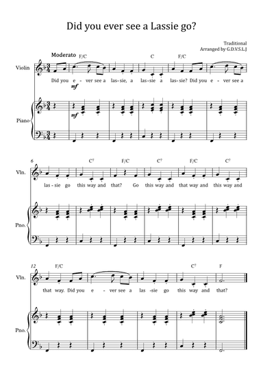 Did you ever see Lassie go? -Violin + Piano Accompaniment (arr. G.D.V.S.L.J)
