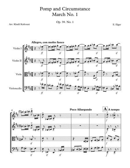 Pomp and Circumstance March No. 1 - FULL - for String Quartet (arr. Khalil Kafrouni)