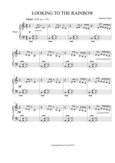 Look to the Rainbow. An Easy Minimalist Piano Piece