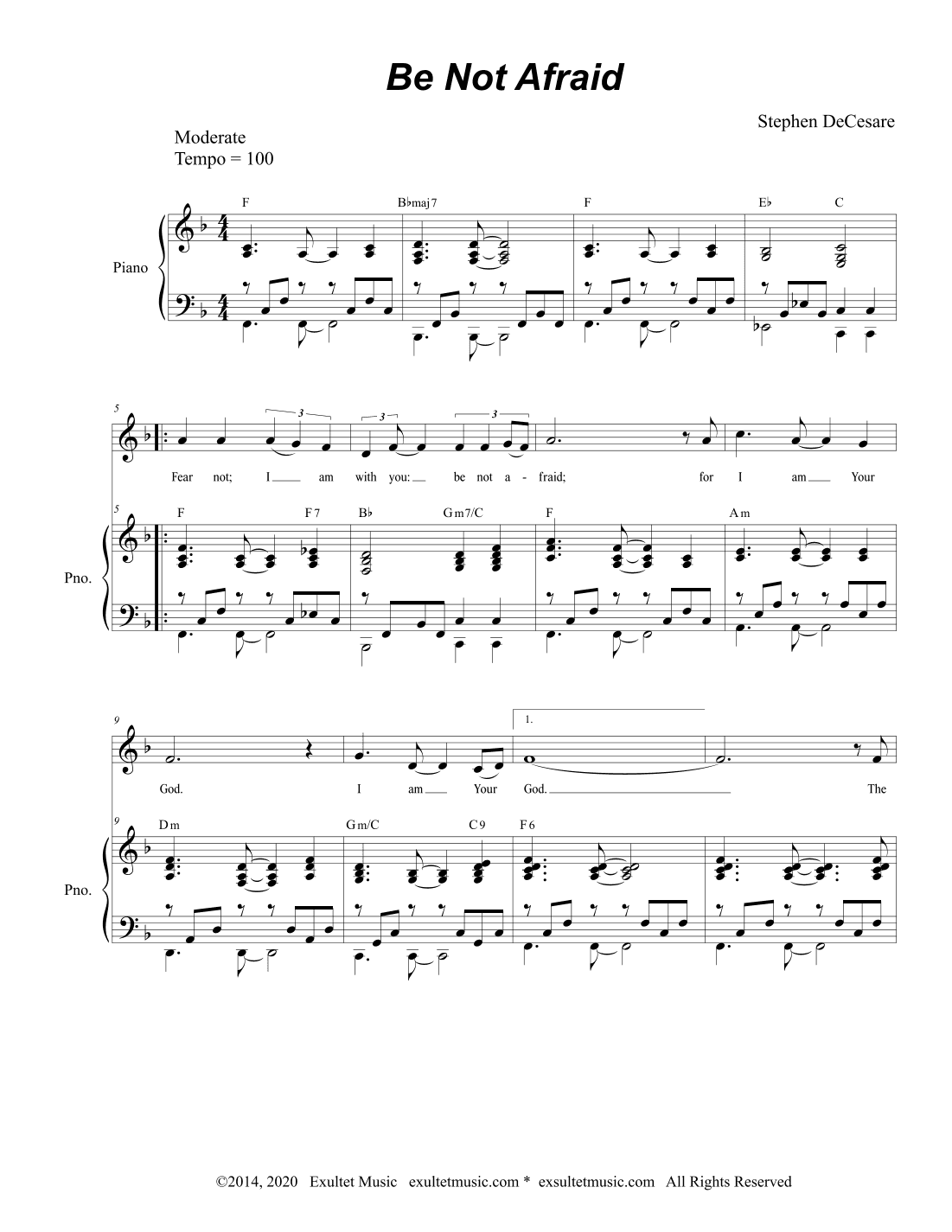 Be Not Afraid (Unison Choir)