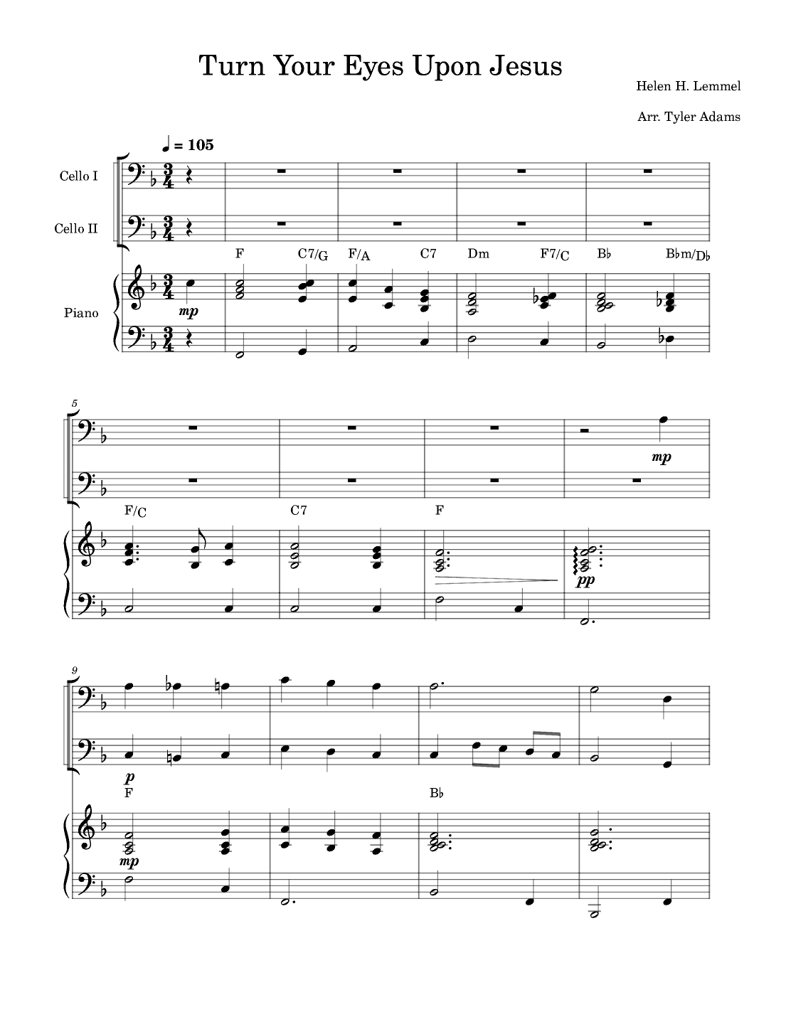 Turn Your Eyes Upon Jesus (Cello Duet and Piano) (arr. Tyler Adams)