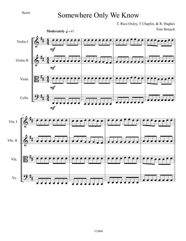 Somewhere Only We Know (arr. Tom Strauch)