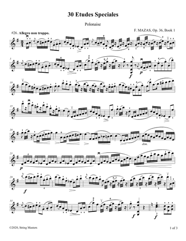 Mazas 75 Melodious & Progressive Studies Op 36, Book 1, No.26 (arr. String Masters)